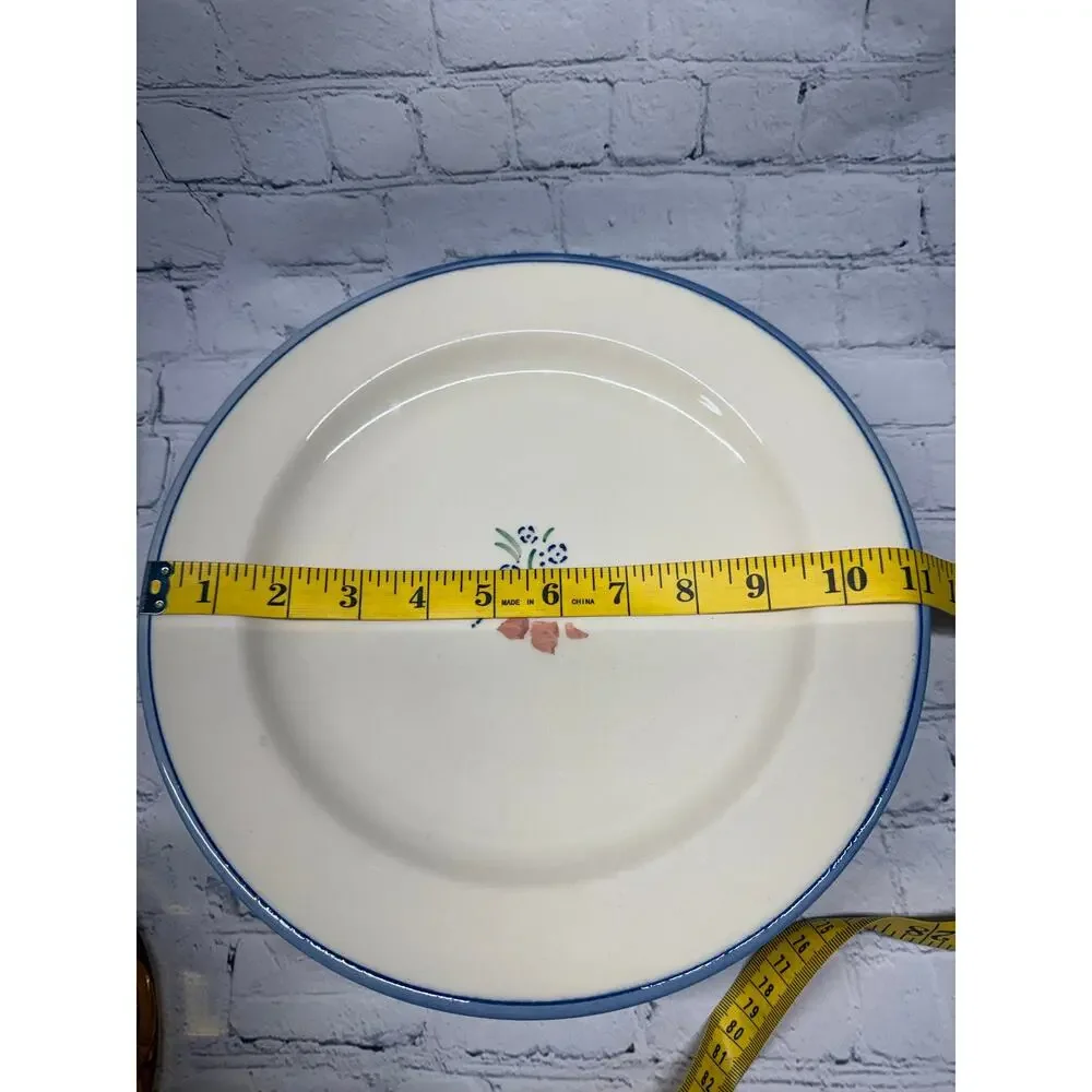 Longaberger Meadow Blossom Set of 4 dinner plates Hartstone Pottery 11